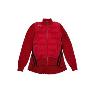 Pearly Gates Red Layered Quilting Padding Knit Cardigan Wool Zip Jacket 2 Golf
